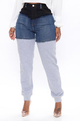 Top Tier Denim Sweatpant Joggers - Blau/Kombi